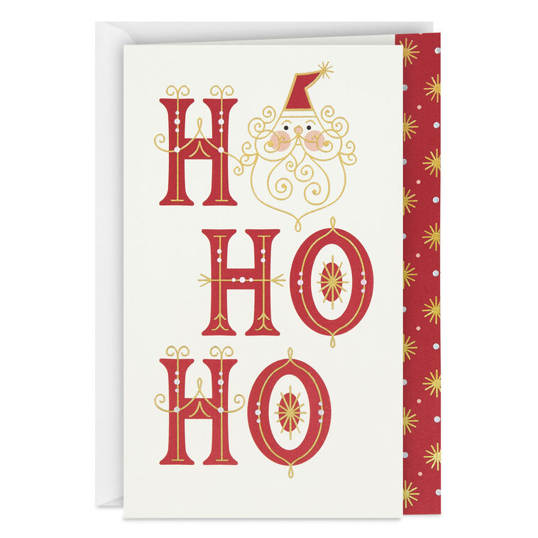 Love, Joy and Happiness Art Deco Santa Christmas Card for All