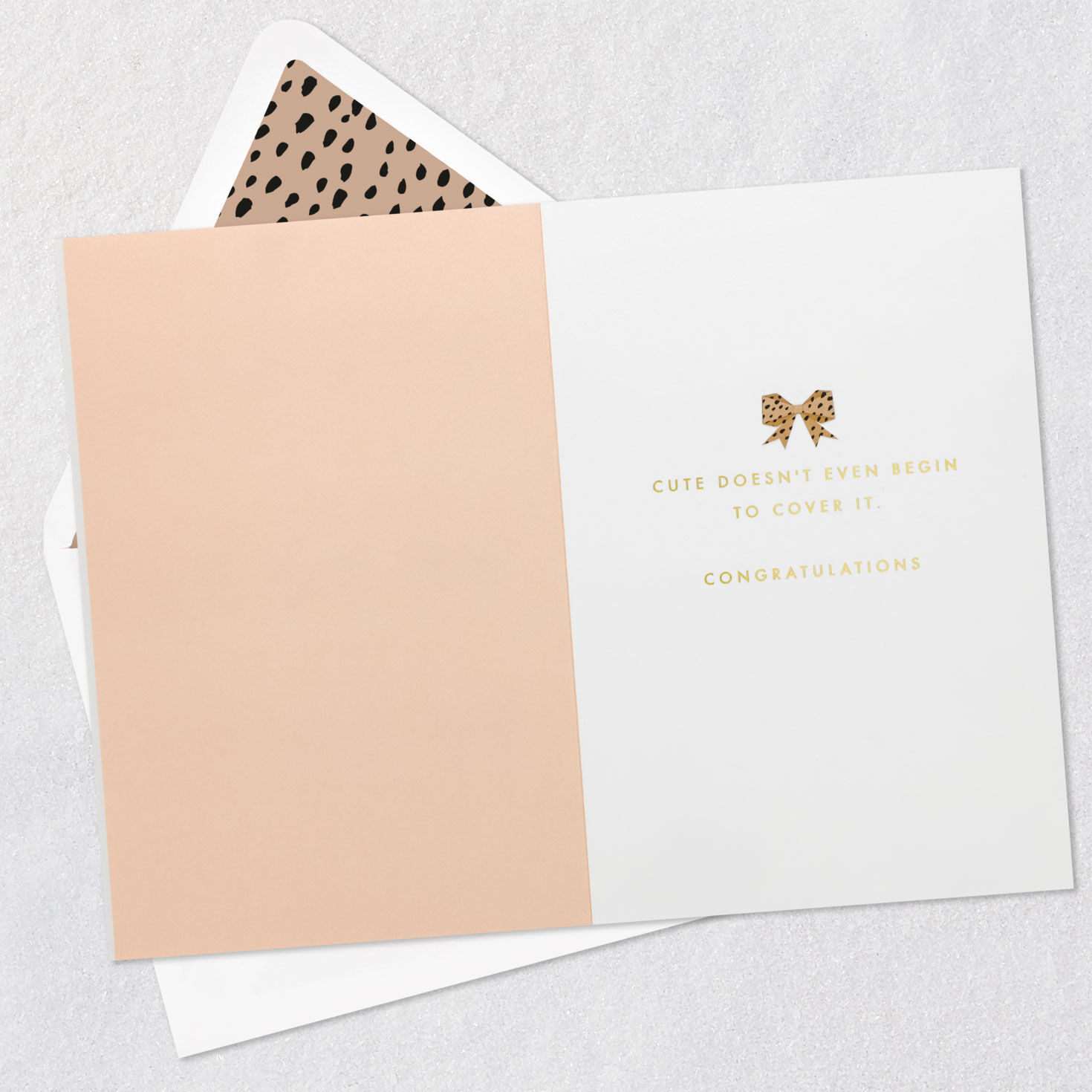 Pink and Striped Bows New Baby Congrats Card Open card with envelope image number 3