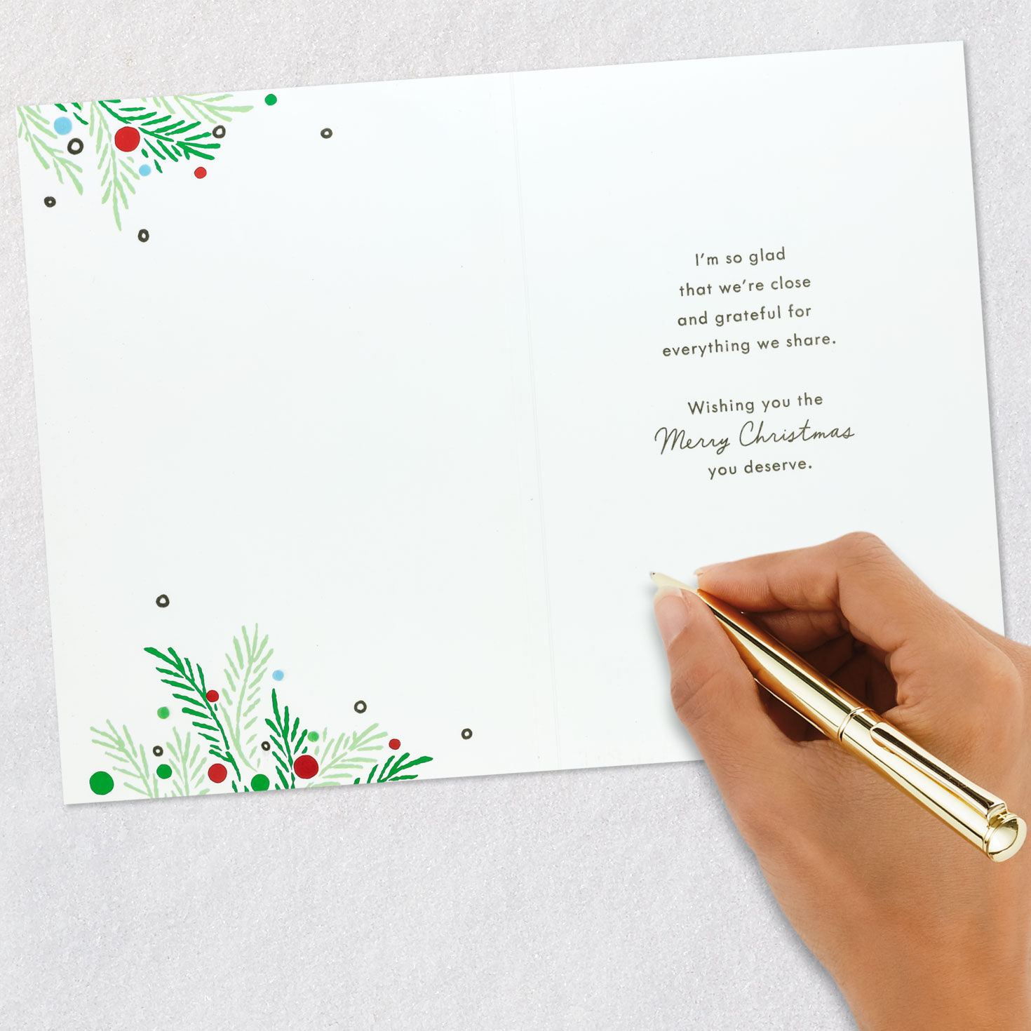 Red, Blue and Green Ornaments Brother-in-law Christmas Card Signing card image number 6