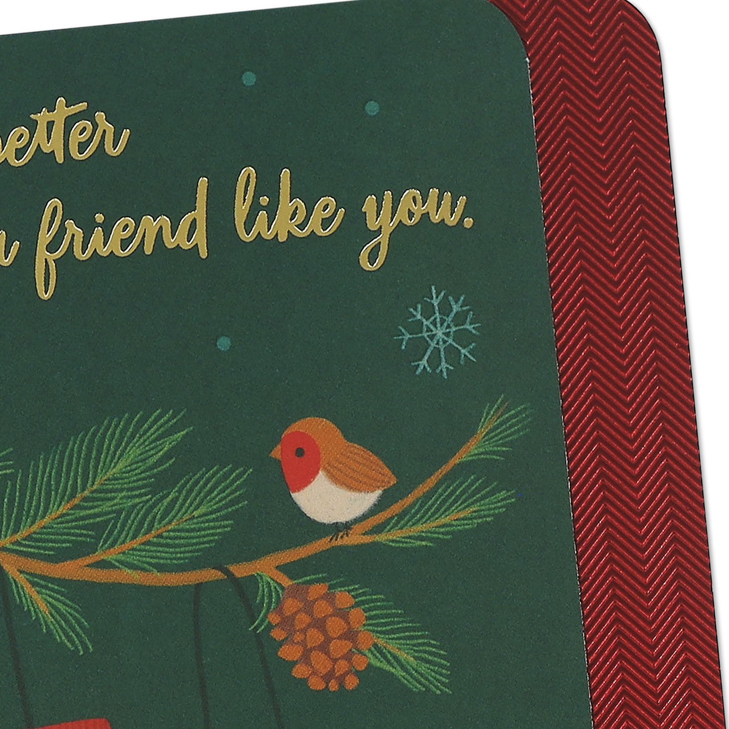 Bird and Mittens on Tree Friend Christmas Card Card Front Detail image number 5