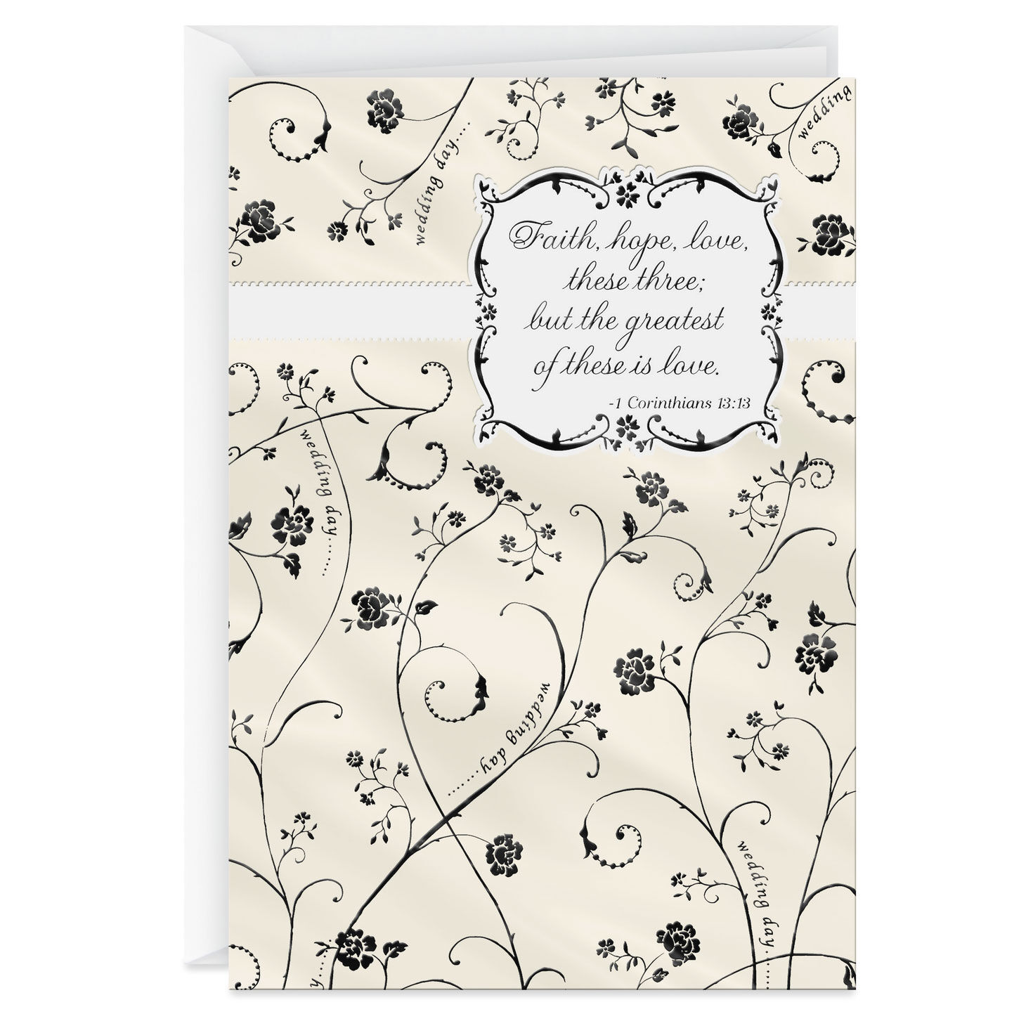 Glittery Religious Marriage Wedding Congratulations Card Corinthians  13:4 