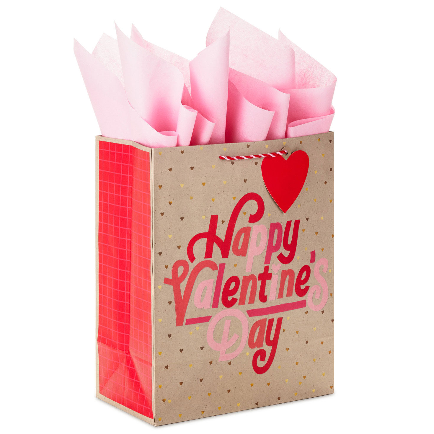 13" Happy Valentine's Day on Kraft Large Gift Bag With Tissue Paper