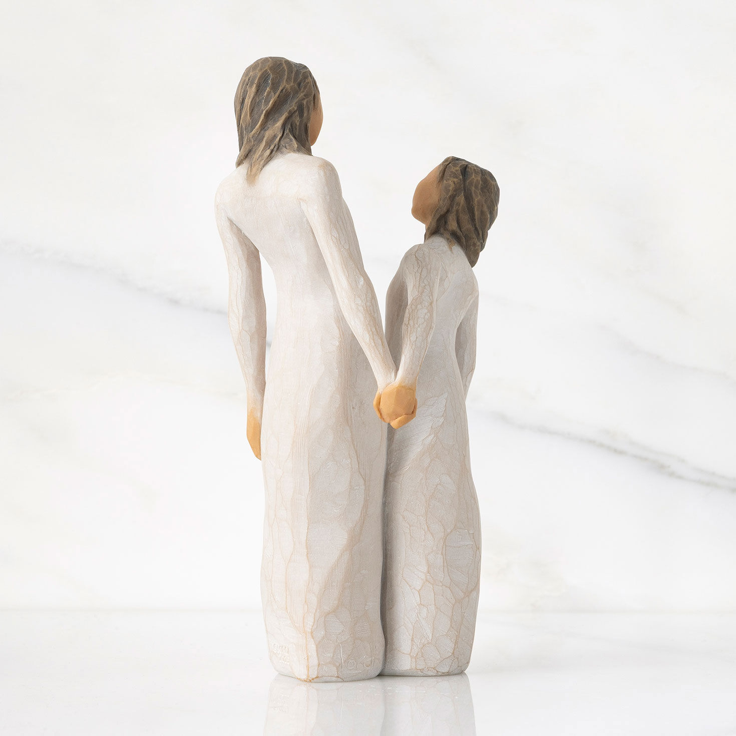 Woman and Girl Holding Hands Figurine back image number 2