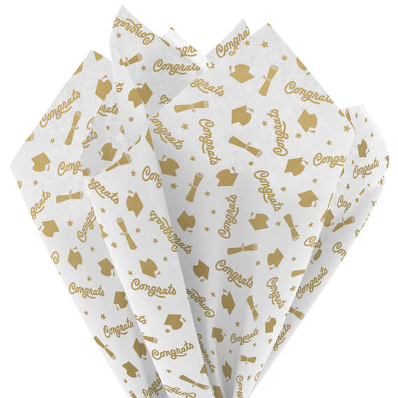 Gold Congrats Graduation Tissue Paper, 6 sheets, , large image number 2