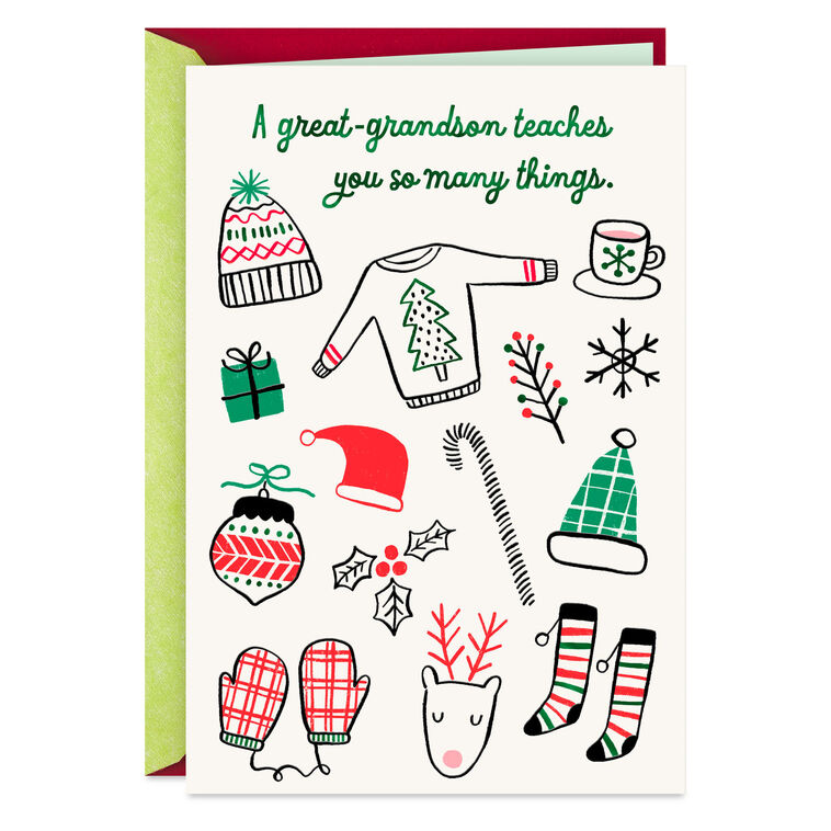 Love and Pride Christmas Card for Great-Grandson