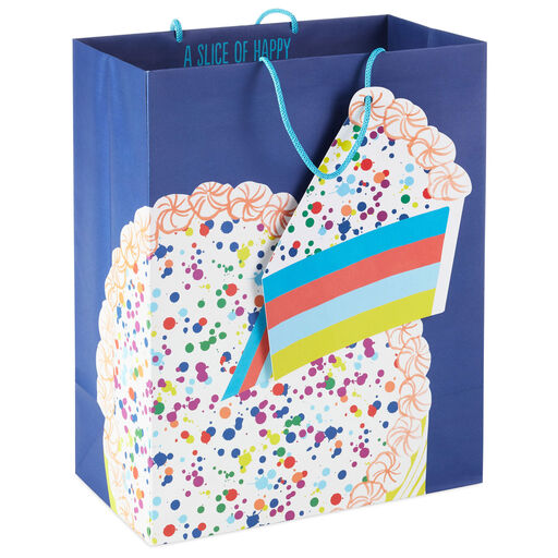 13" Cake on Blue Large Birthday Gift Bag, 