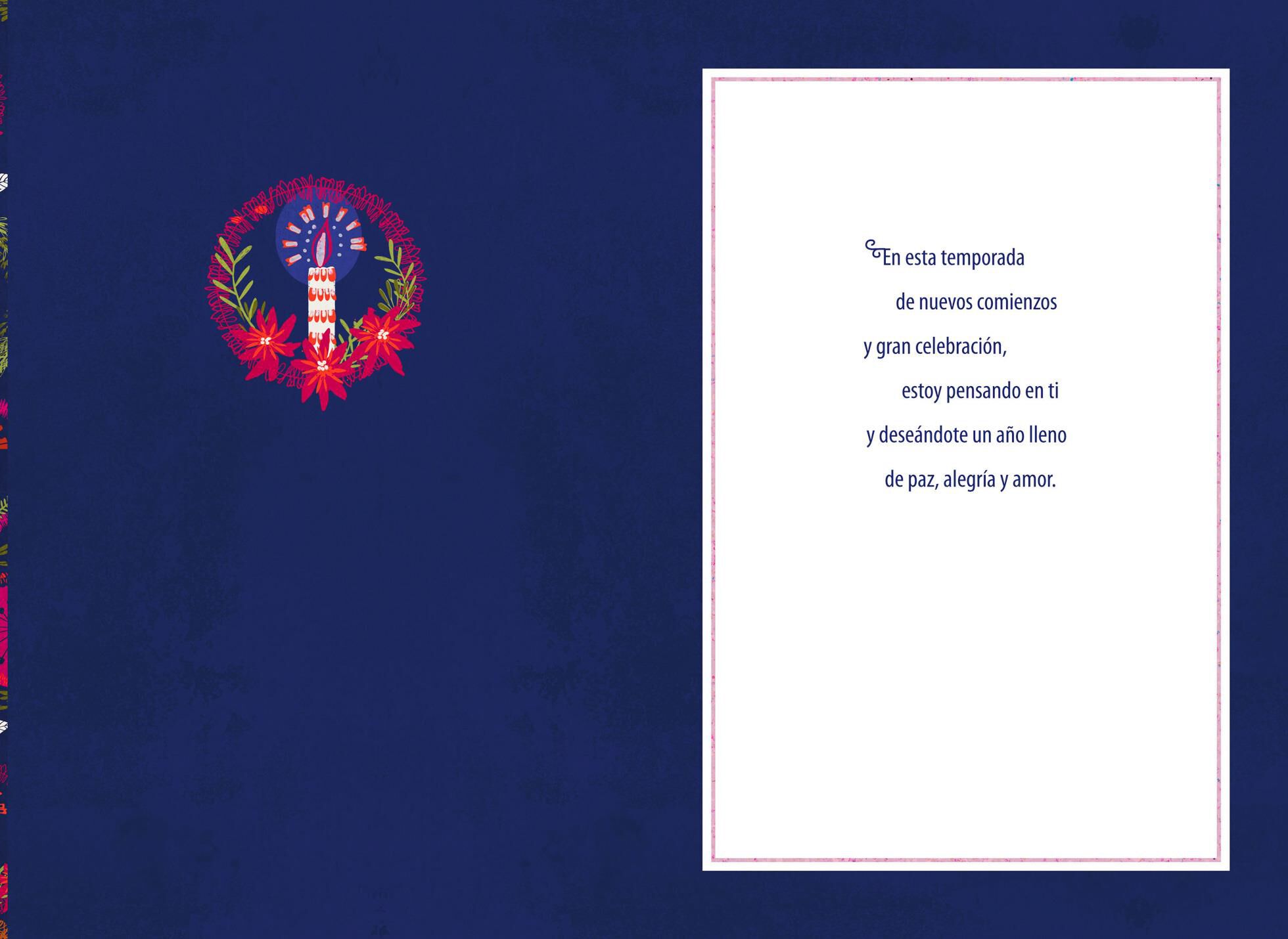 Wreaths and Candles Spanish-Language Christmas Card