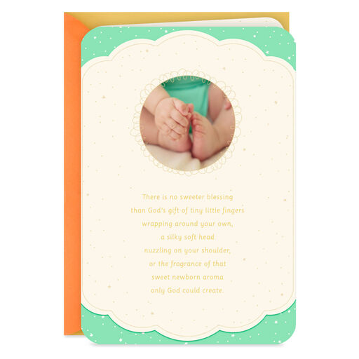 Tiny Hands and Toes Religious Baby Shower Card, 