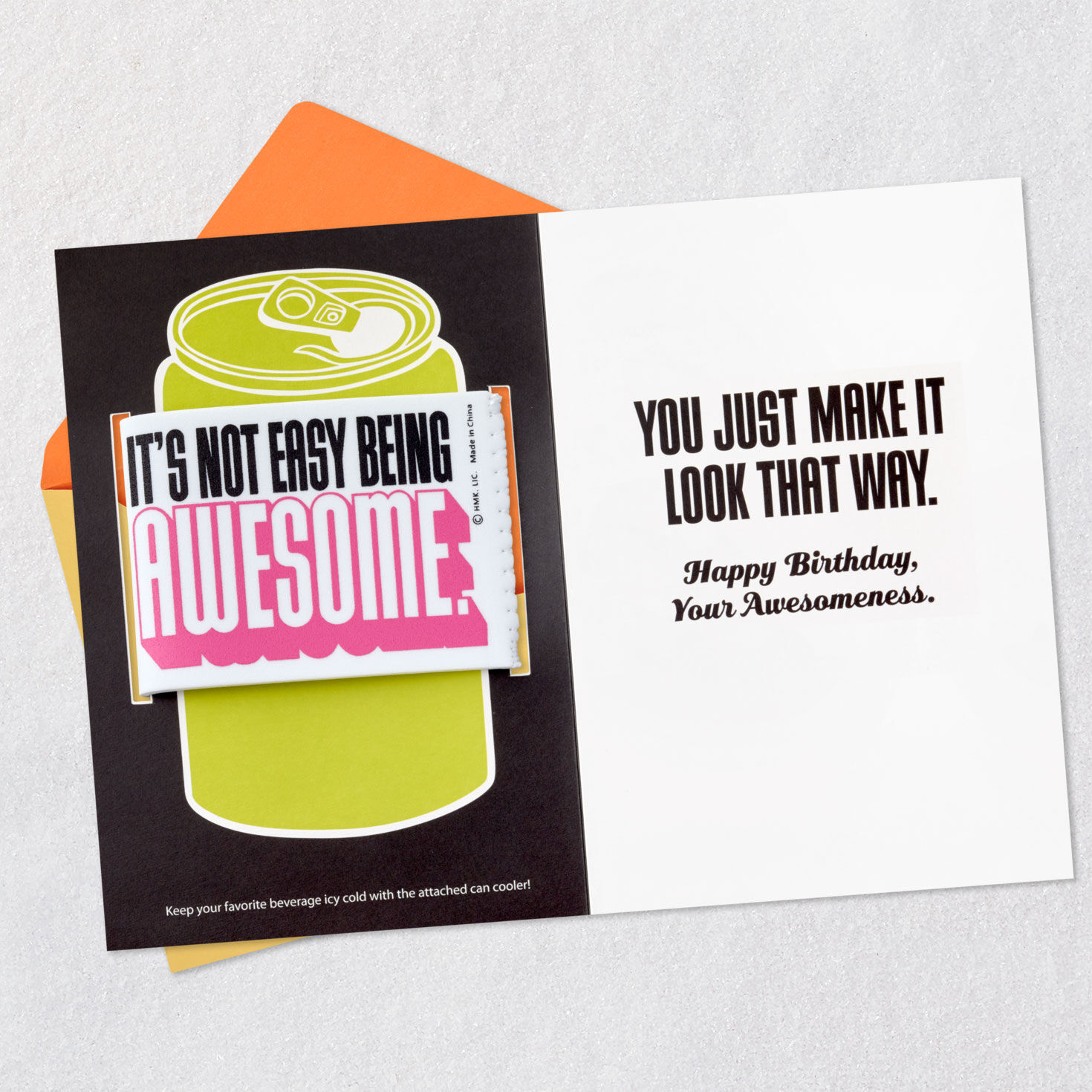 Beer Birthday Card With Detachable Foam Can Holder Open card with envelope image number 3