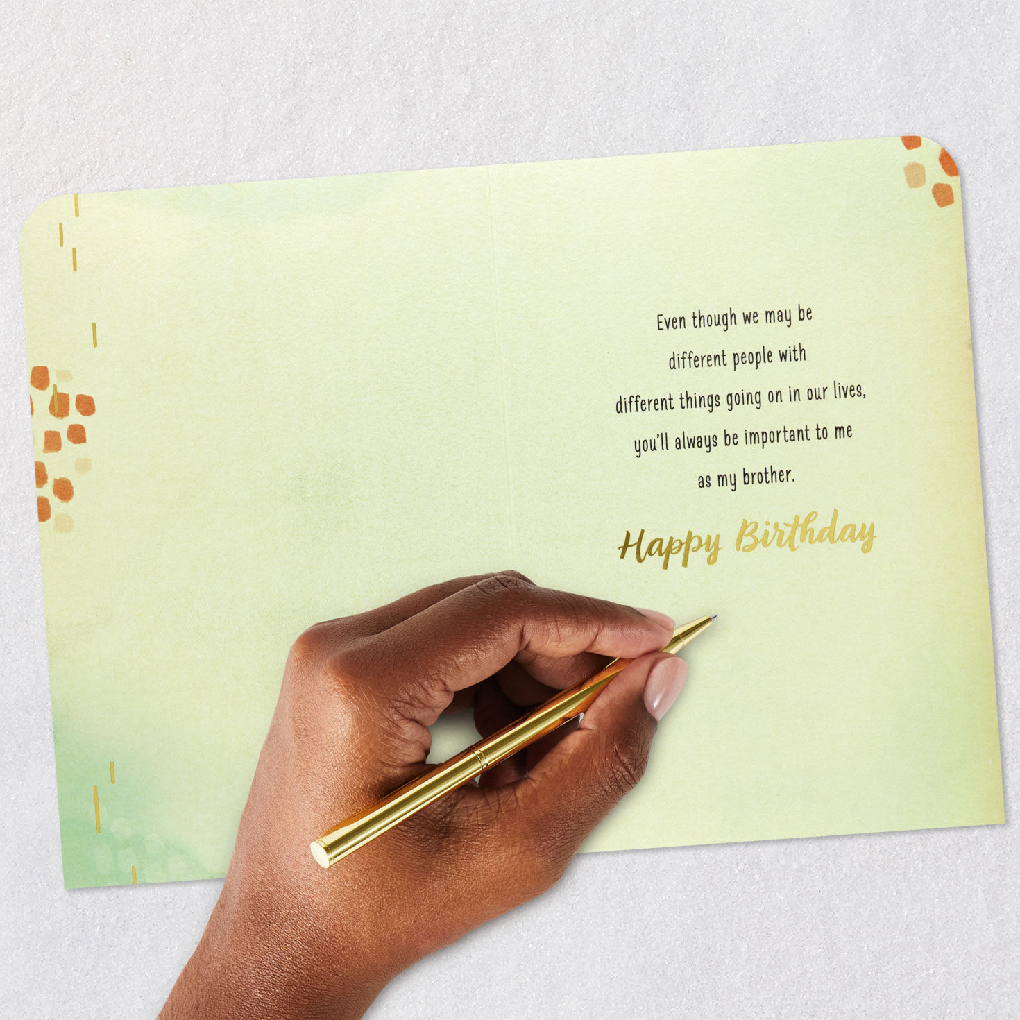 Abstract Navy, Green and Coral Painting Brother Birthday Card Signing card image number 7