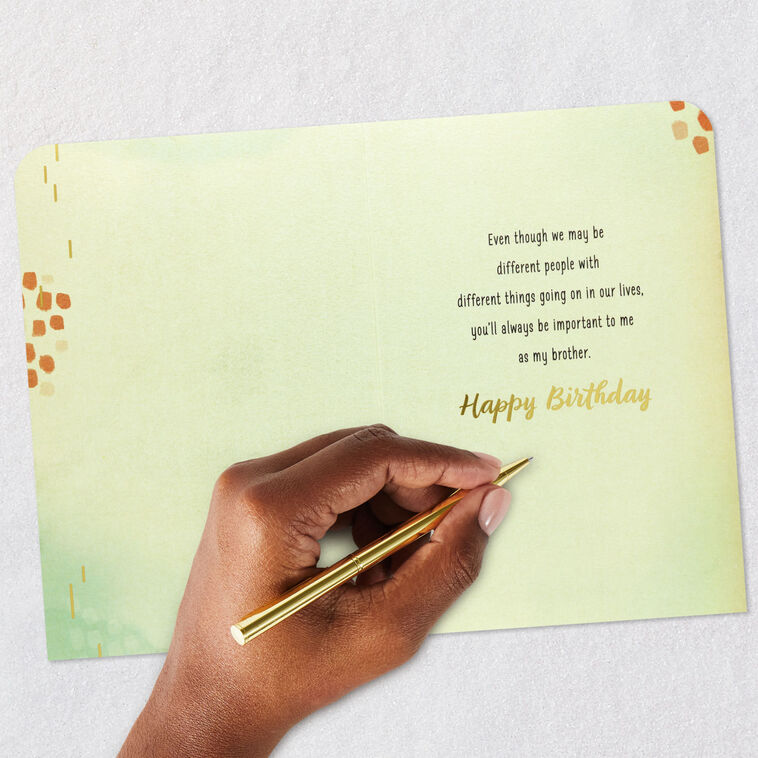 Abstract Navy, Green and Coral Painting Brother Birthday Card Signing card image number 7