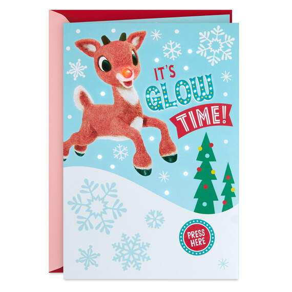 Rudolph the Red-Nosed Reindeer® Glow Time Musical Christmas Card With Light, , large image number 1