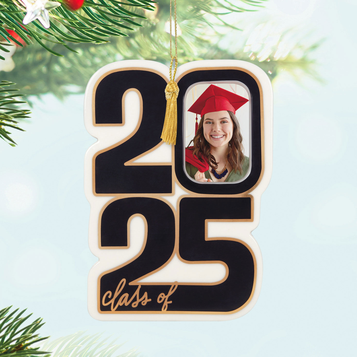 Class of 2025 Frame Personalized Ornament Hanging on tree image number 2
