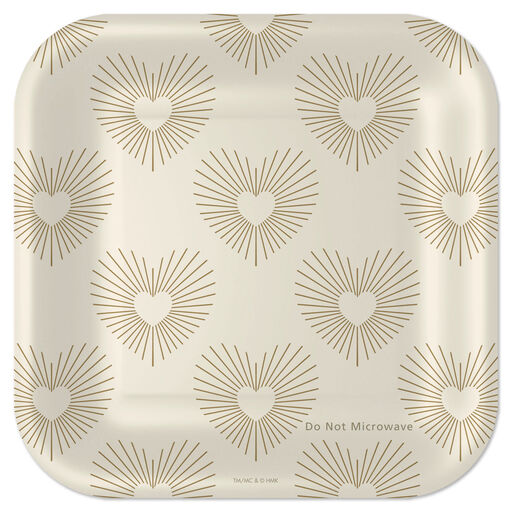 Gold Hearts on Ivory Square Dessert Plates, Set of 8, 