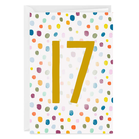 Personalized Colorful Confetti Number Milestone Card, , large image number 1