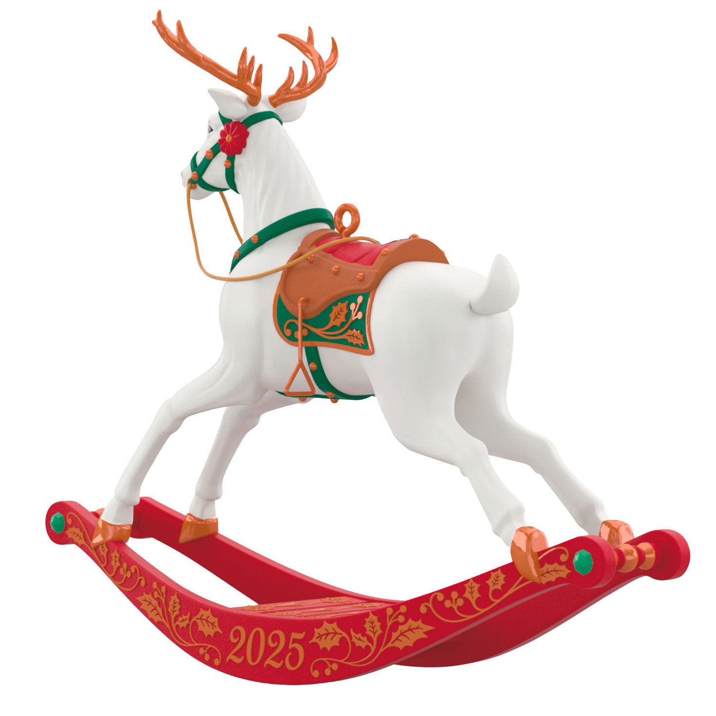 Rocking Horse Reindeer Keepsake Ornament back image number 6