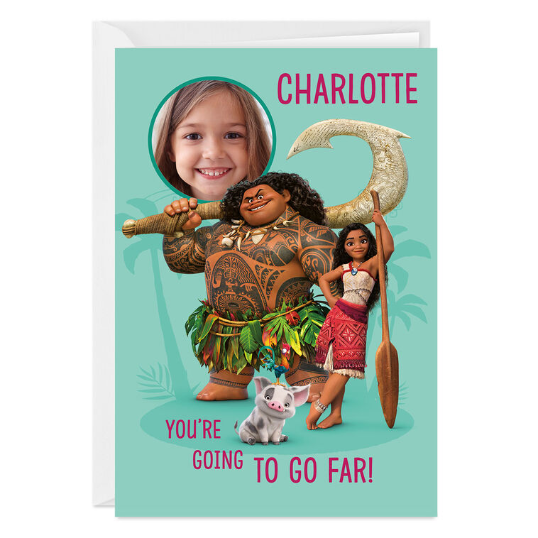 Disney Moana and Maui You'll Go Far Custom Birthday Card