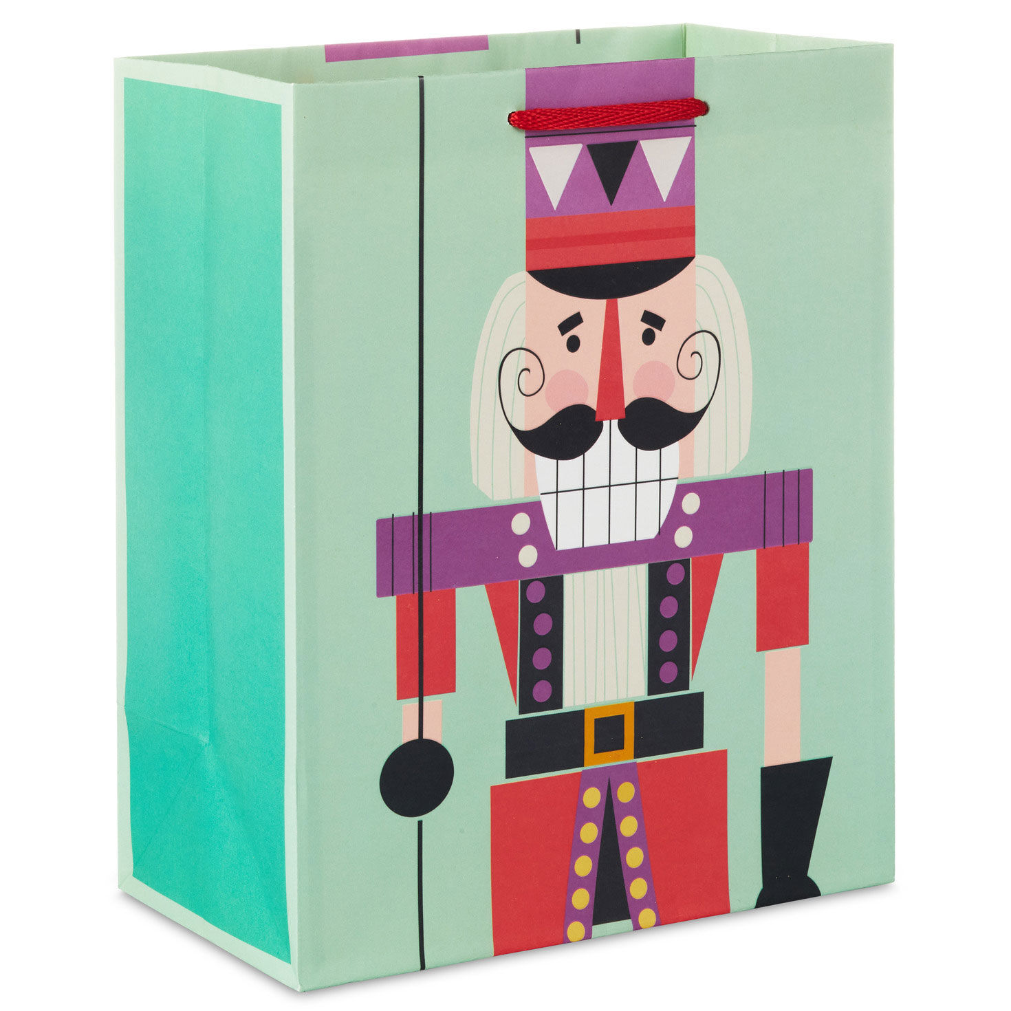 9.6" Colorful Nutcracker on Green Medium Christmas Gift Bag