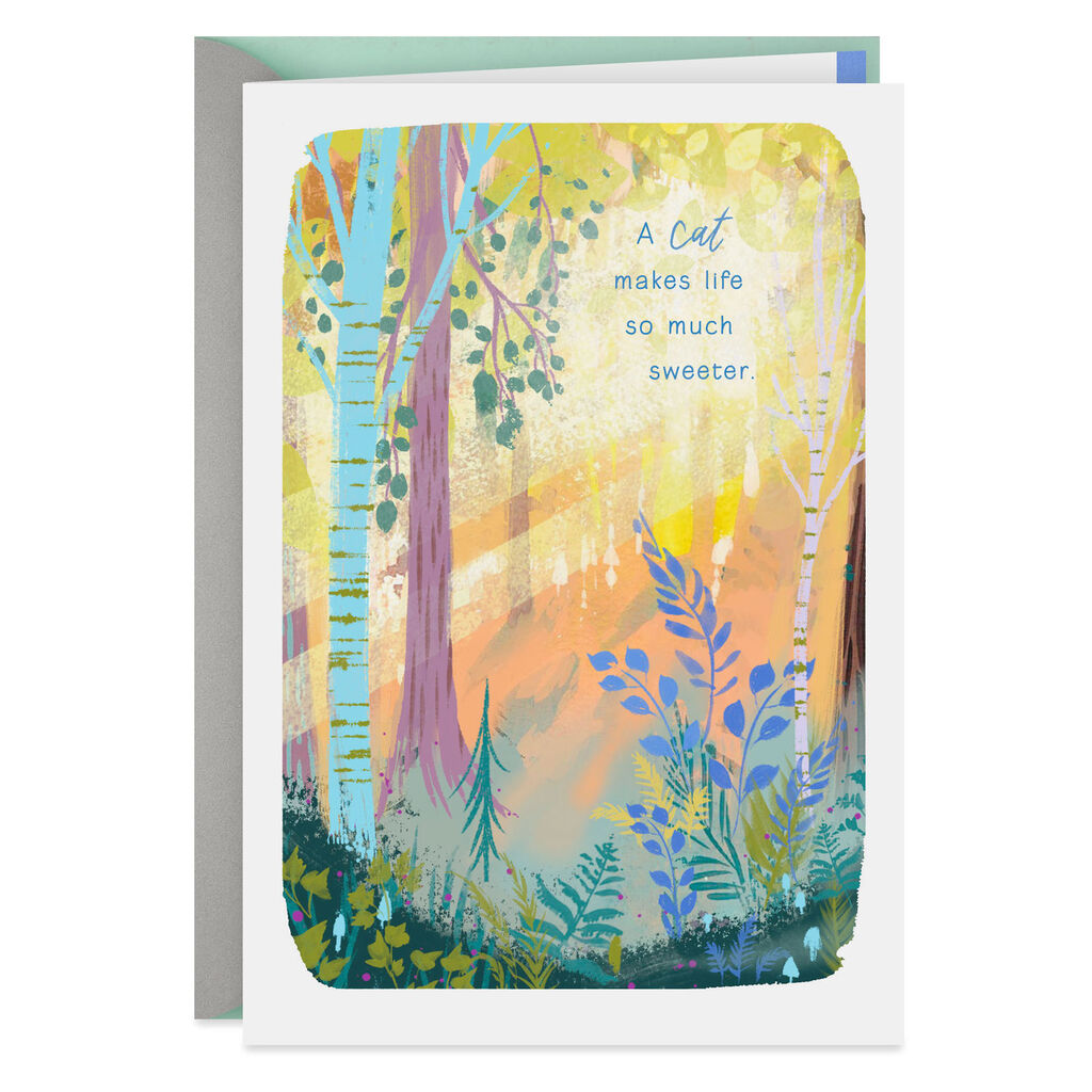 Sunlight In The Forest Sympathy Card For Loss Of Cat Greeting