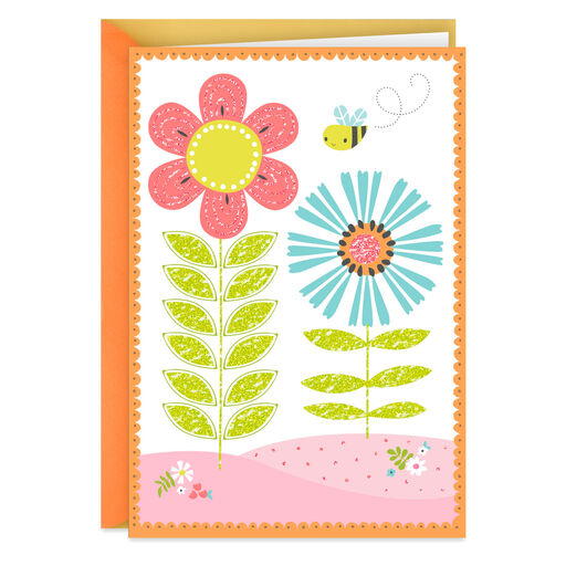 Flowers and Bee Blank Card, 