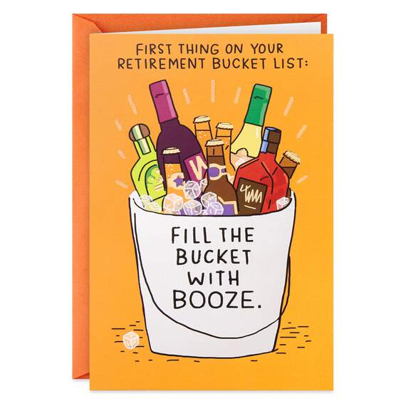 Booze-Filled Bucket List Funny Retirement Card, , large image number 1