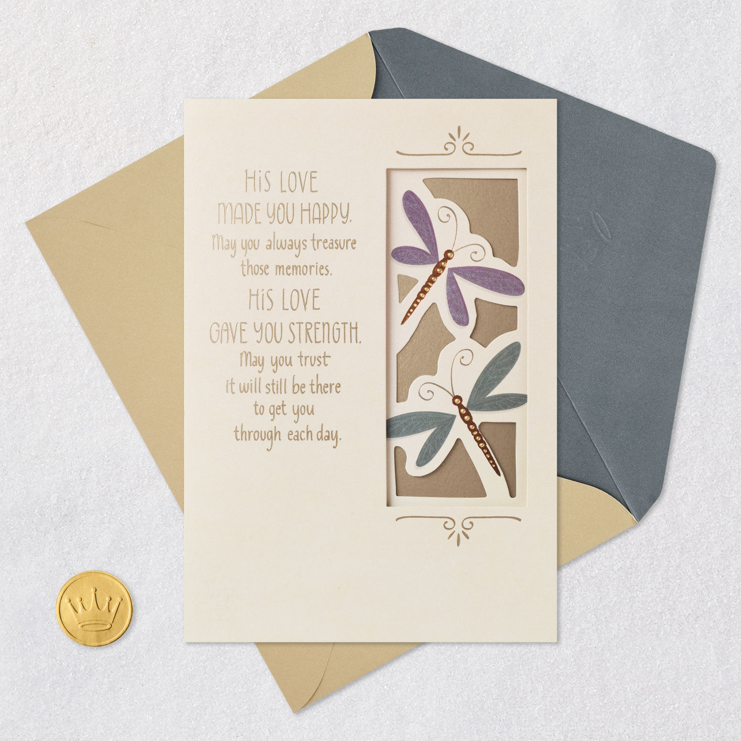 Two Dragonflies Sympathy Card for Loss of Husband  image number 5