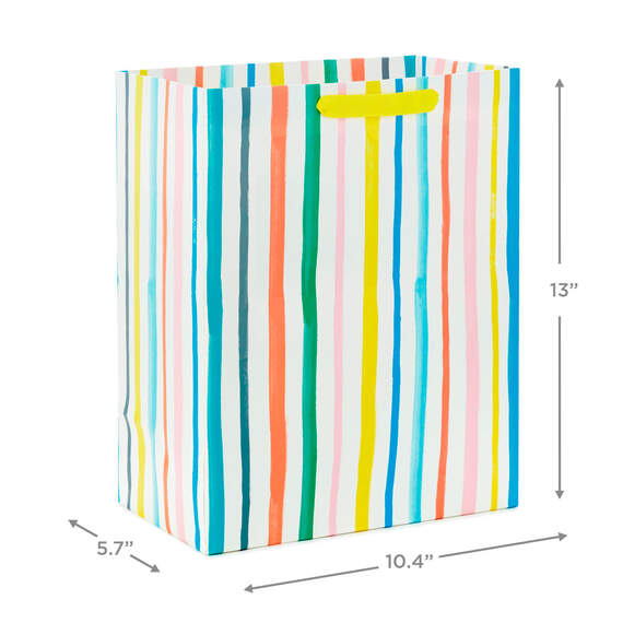 13" Pastel Rainbow Stripes Large Gift Bag, , large image number 3