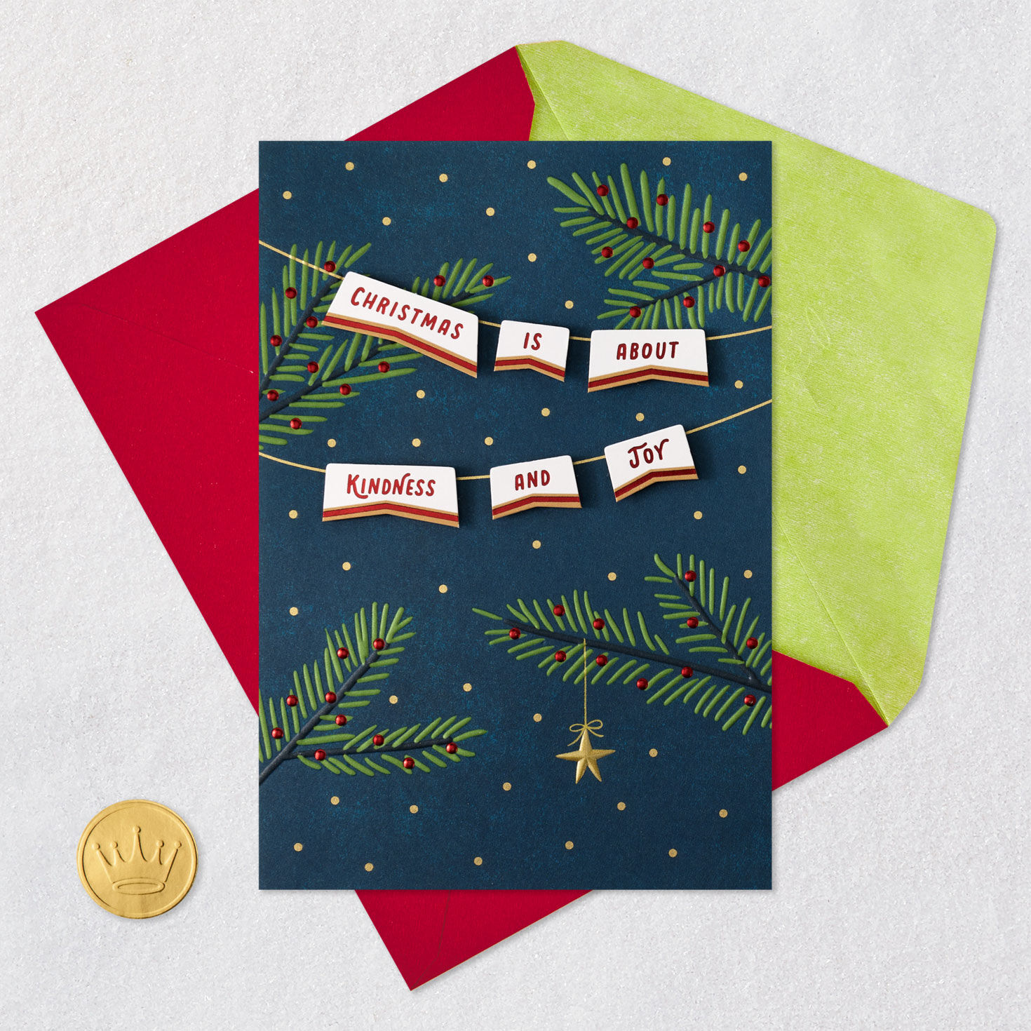 Banner and Garland Christmas Card Card with envelope and Seal image number 6