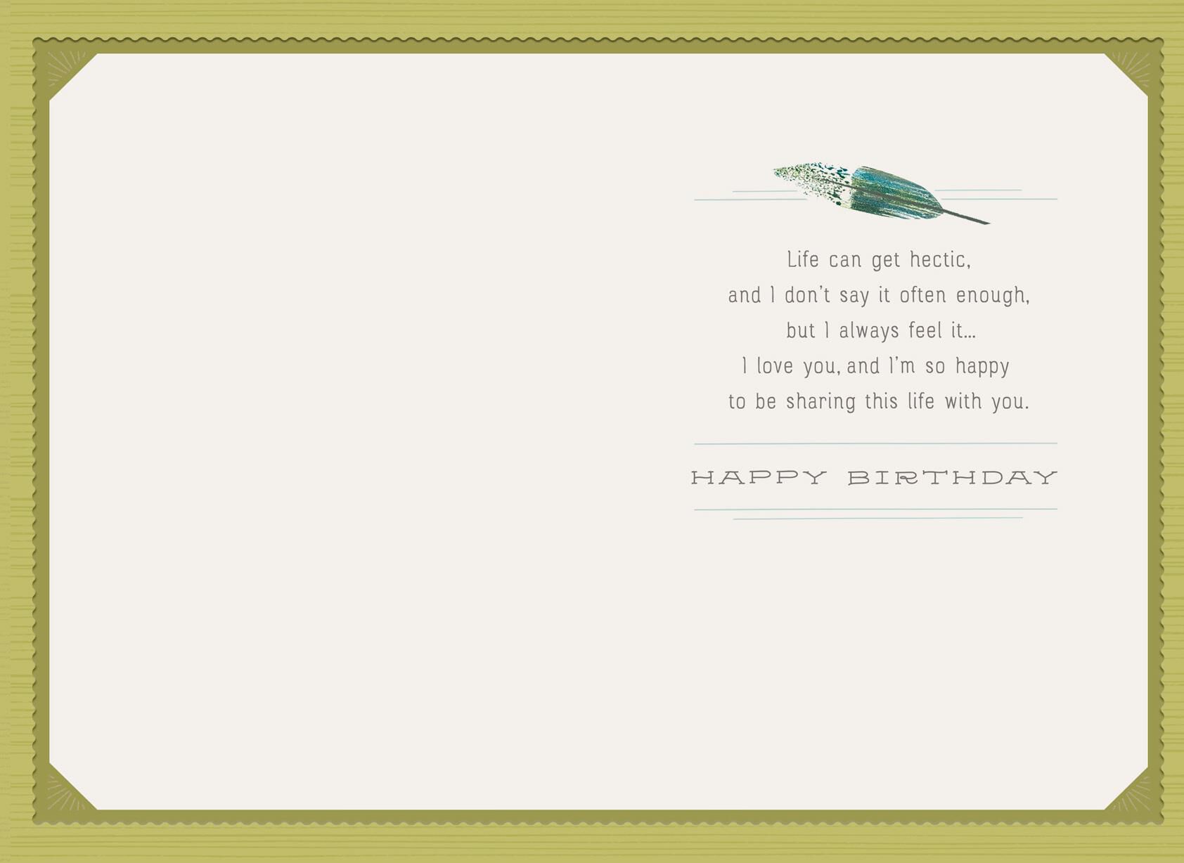 Illustrated Feathers Birthday Card for Husband