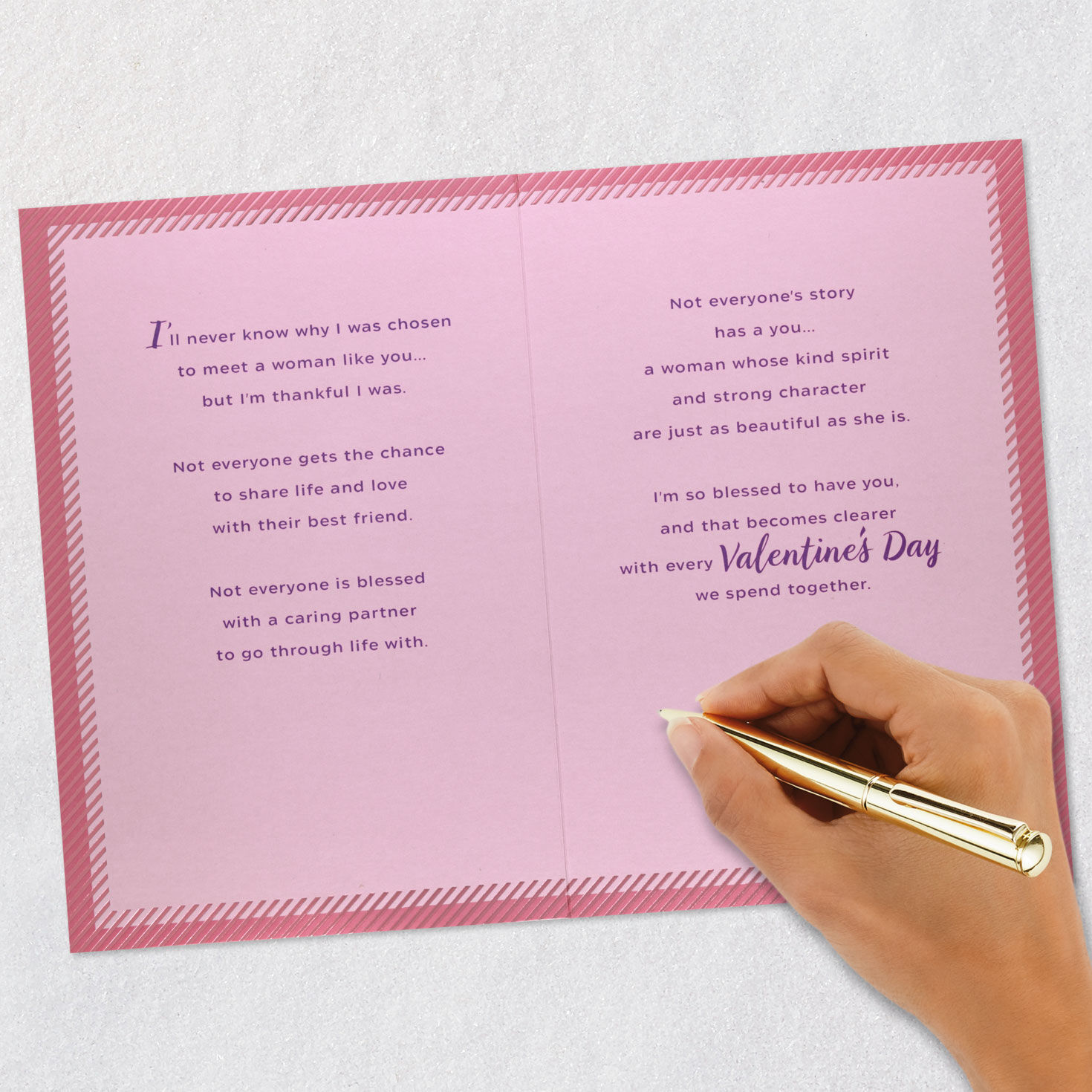 Purple Rose and Frame Valentines Day Card for Her Signing card image number 7