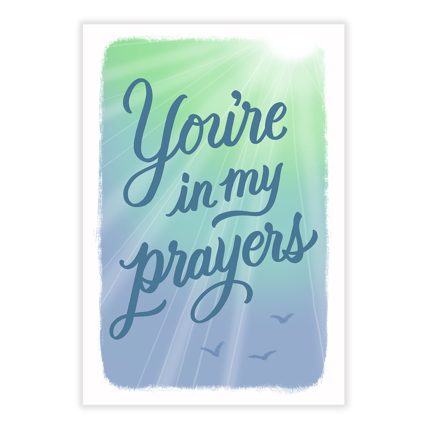Green Blue Sun Rays Religious Sympathy Card front image number 2