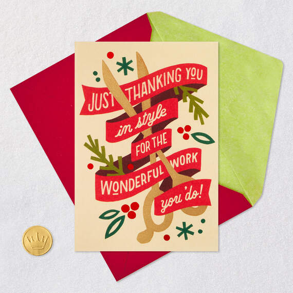 Thanking You in Style Christmas Card for Hairstylist, , large image number 5