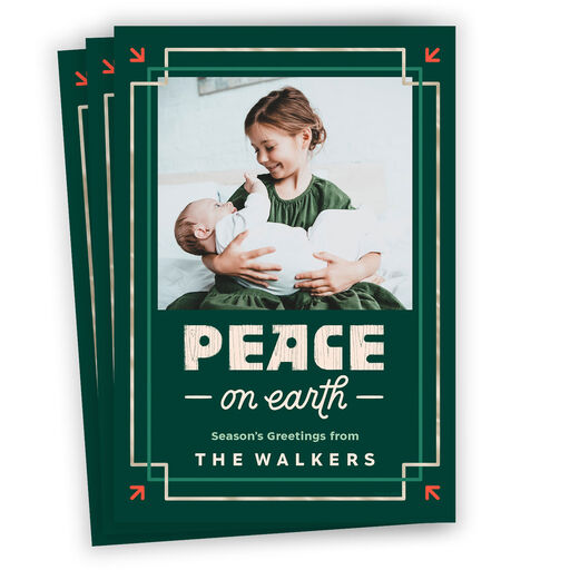 Peace on Earth Flat Christmas Photo Card, 
