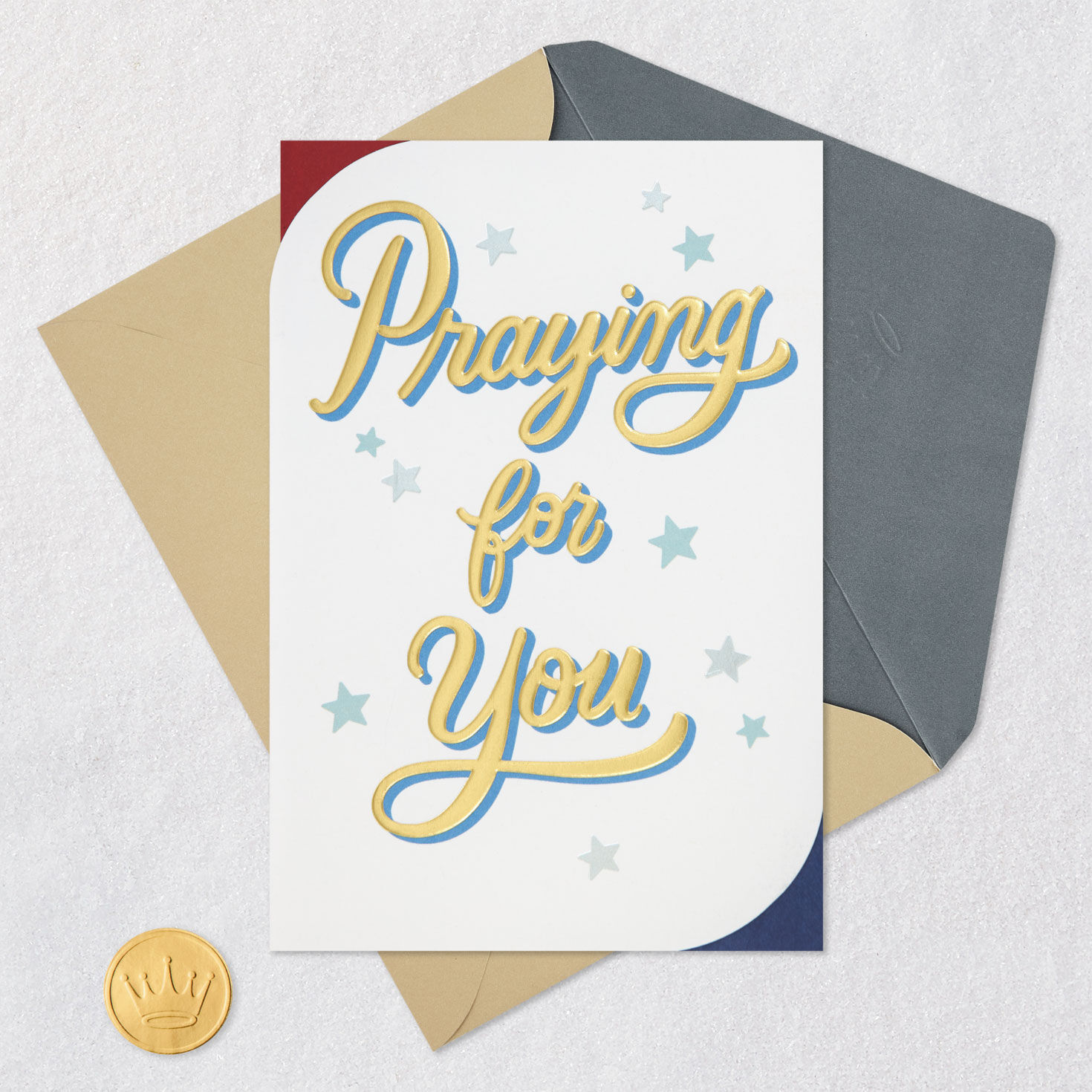 Praying for You Stars Military Appreciation Card Card Front with Envelope and Gold Seal image number 5