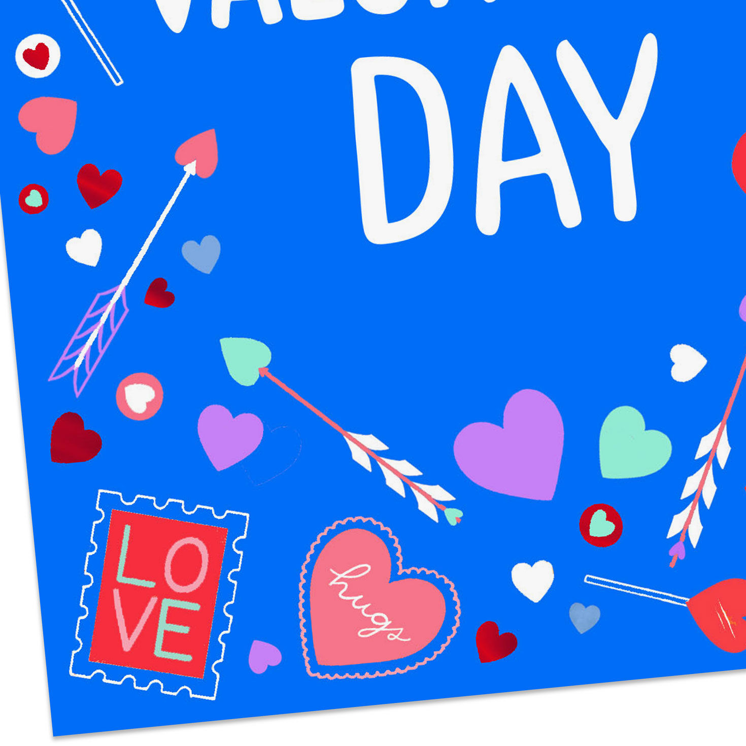 Heart Icons on Blue Great-Grandson Valentine's Day Card Card Front Detail image number 5