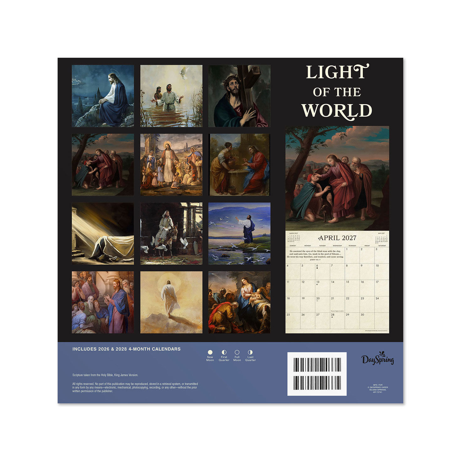 Jesus Light of World Christian 2027 Wall Calendar Back image number 2