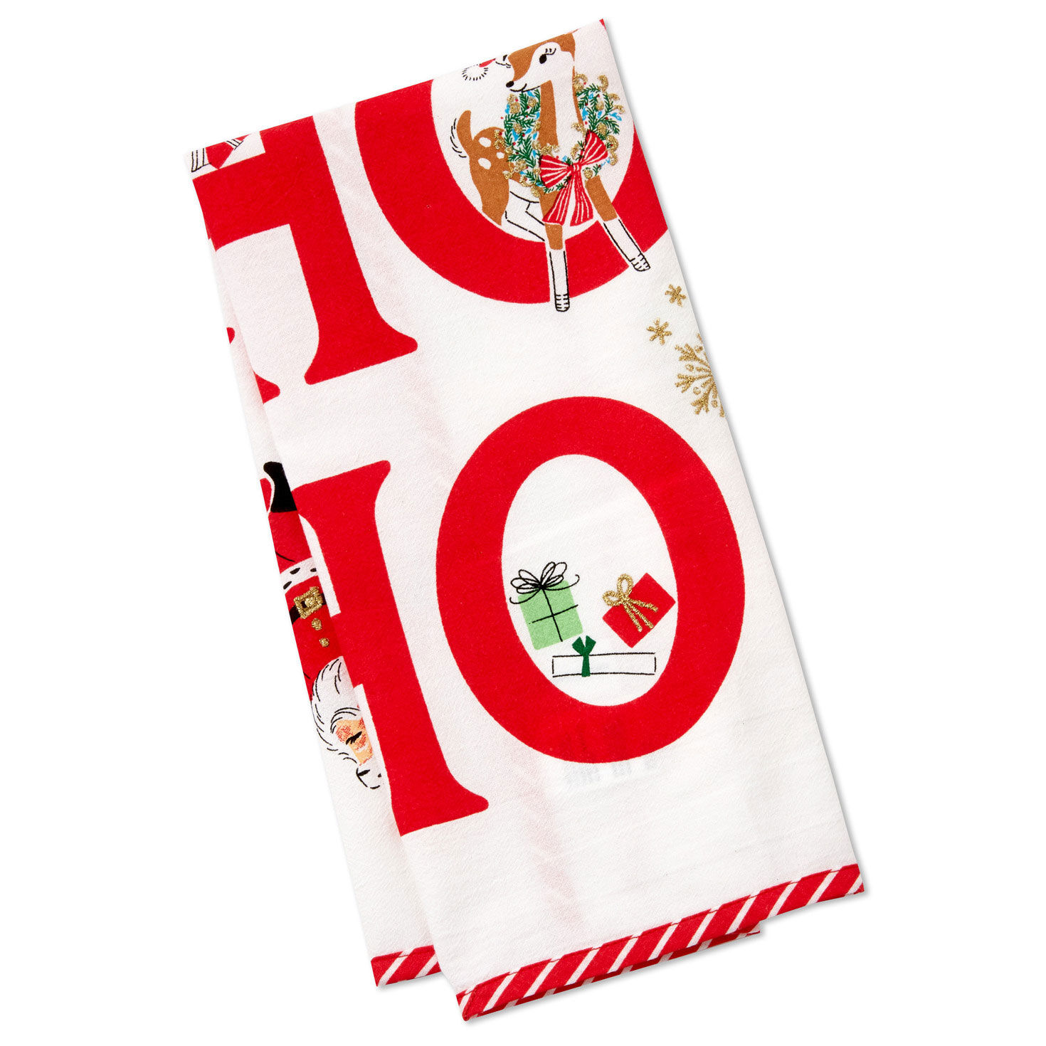 Ho Ho Ho Vintage Santa and Friends Tea Towel, 18x26