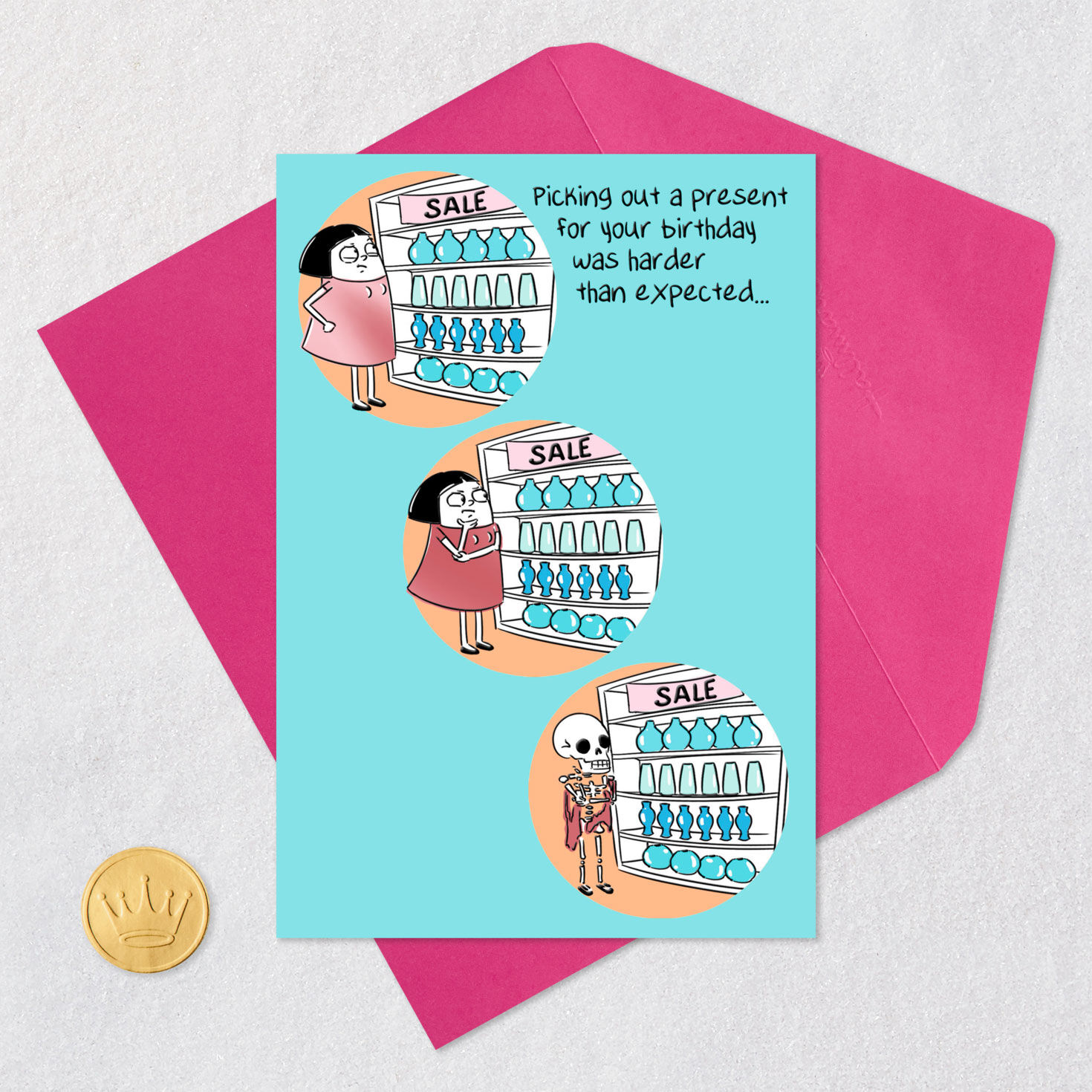 Woman Shopping a Long Time Funny Birthday Card for Her  image number 5