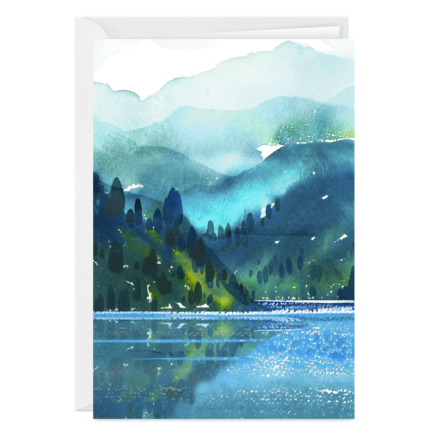 Scenic Watercolor Lake Blank Custom Card