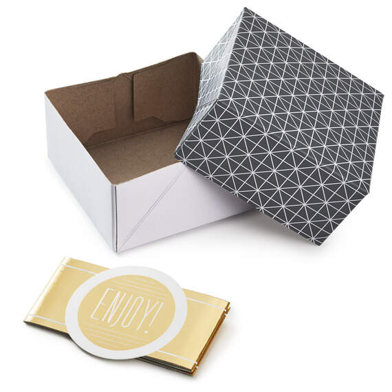 4" Gray Geometric 2-Pack Gift Boxes With Gold Bands, , large image number 3