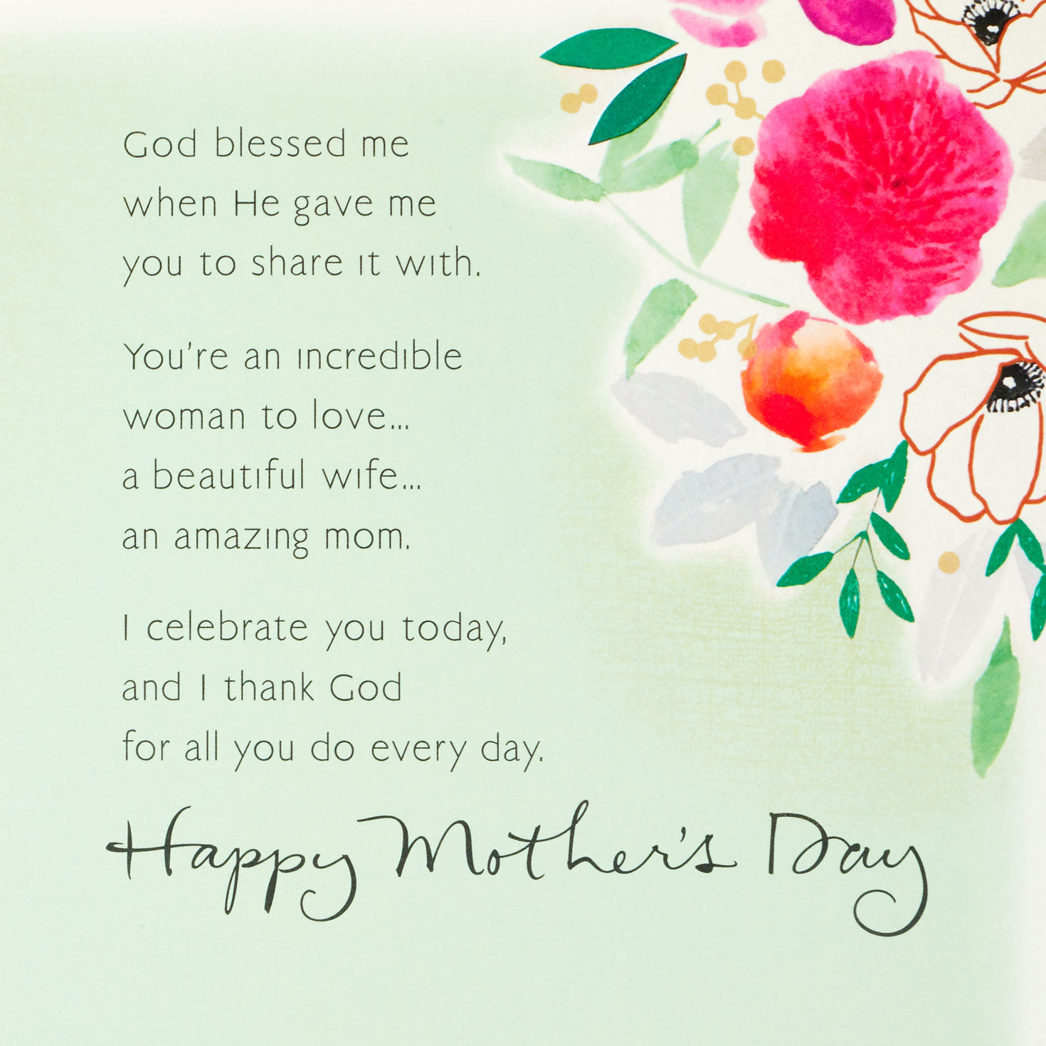 Floral Collage Religious Mother's Day Card for Wife Sentiment image number 2