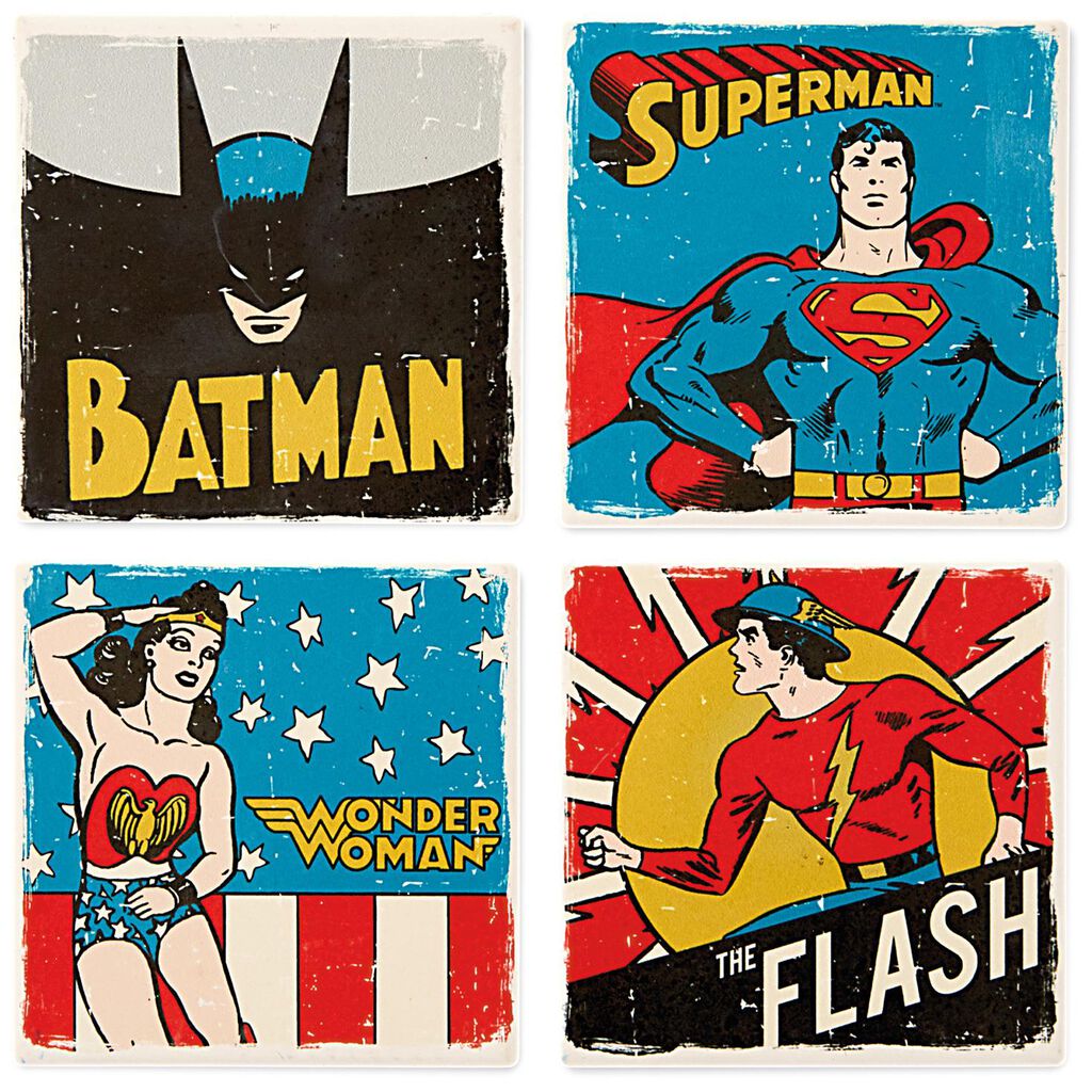DC Comics™ Super Hero Ceramic Coasters, Set of 4 Kitchen Accessories