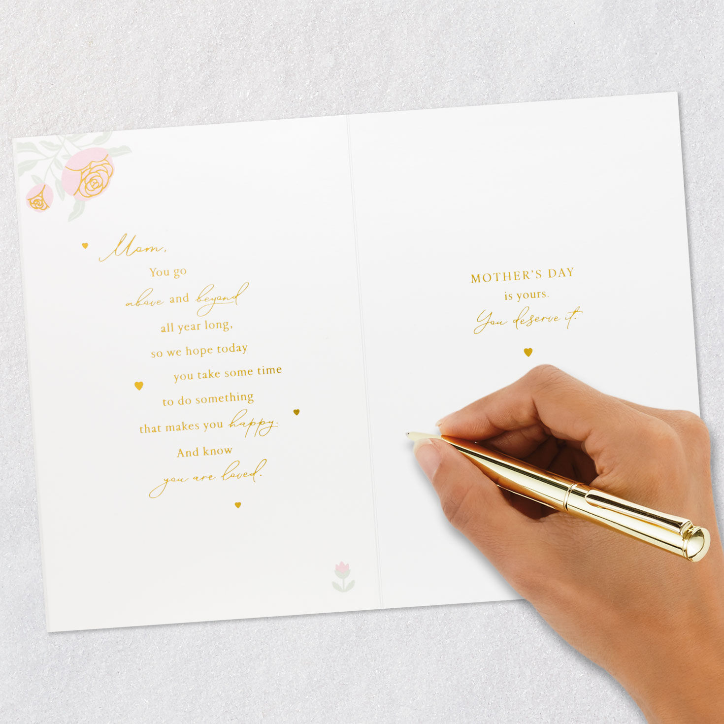 Pink Roses and Heart Mom Mother's Day Card From All Signing card image number 7