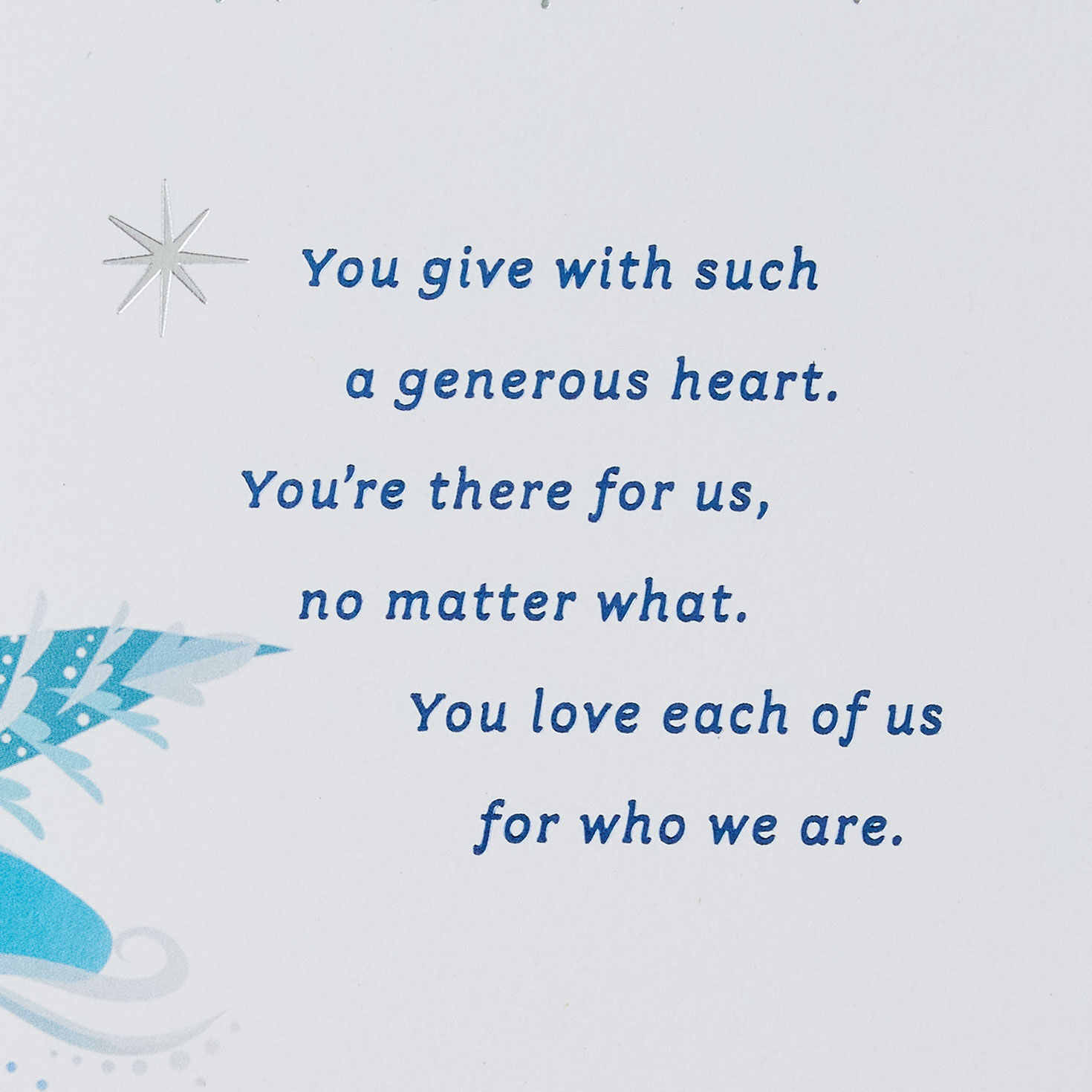 Blue Snowflake Christmas Card for Mom from Family sentiment image number 2