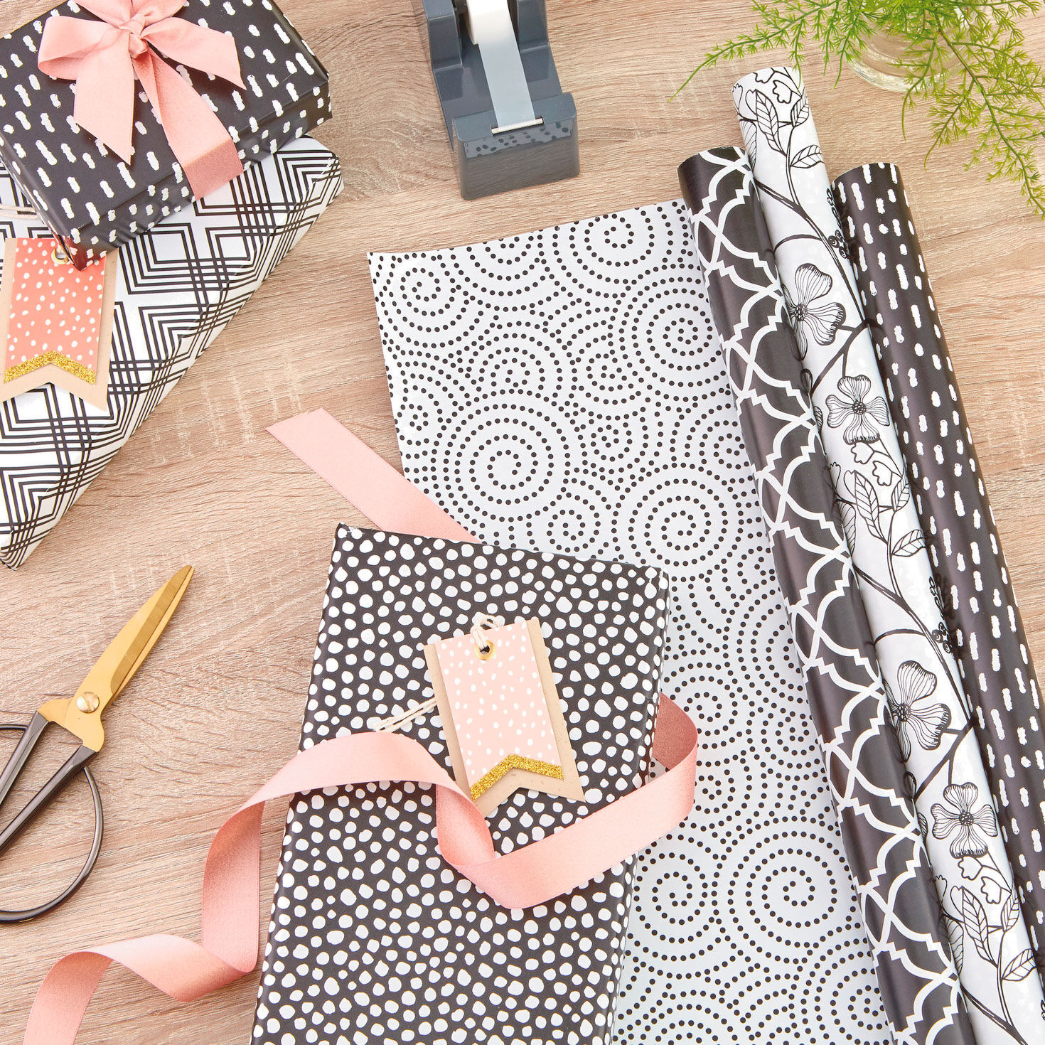 Black and White Prints 3-Pack Reversible Wrapping Paper, 75 sq. ft. total for only USD 16.99 | Hallmark