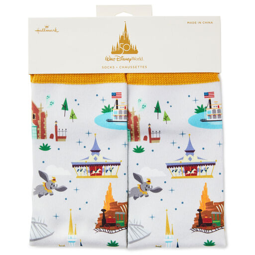 Walt Disney World 50th Anniversary Park Attractions Novelty Crew Socks, 
