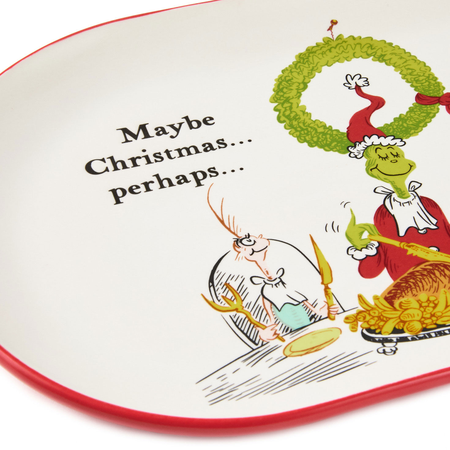 Grinch Carves the Roast Beast Oval Serving Platter upclose view image number 3