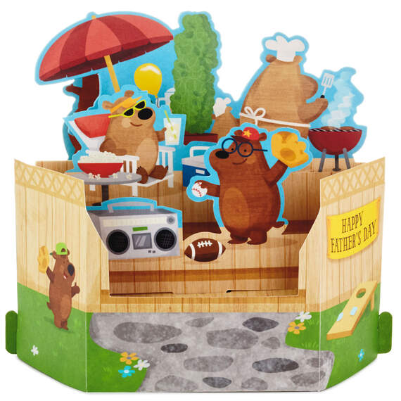 Backyard Pool Pop Up Musical Father's Day Card With Light, , large image number 3