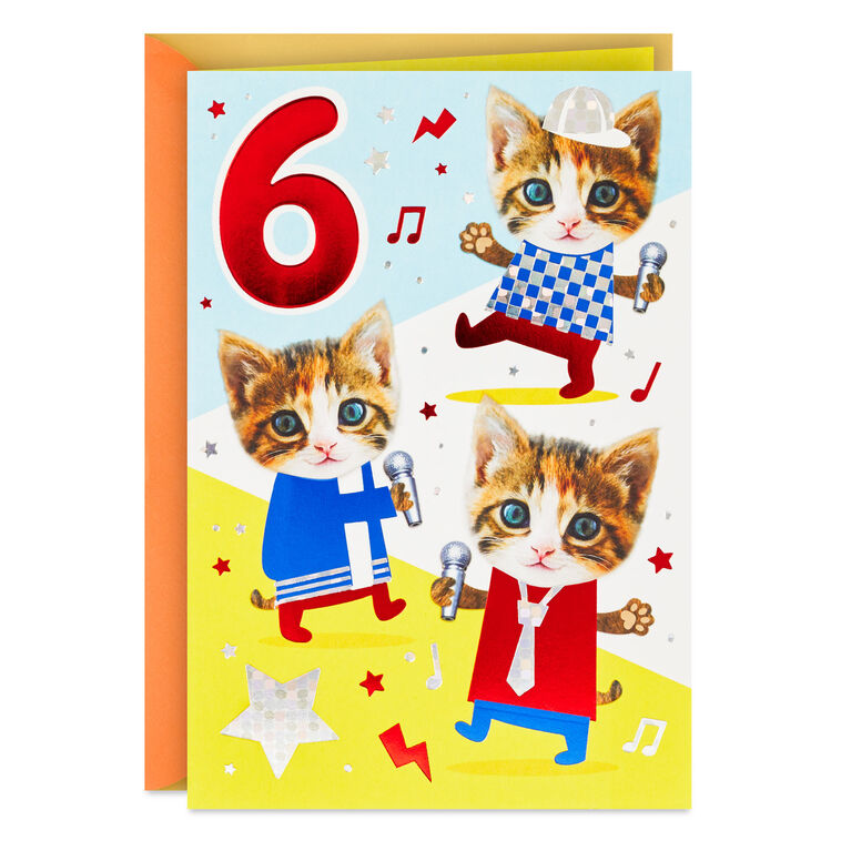 Sweet Beats for a Cool Cat 6th Birthday Card