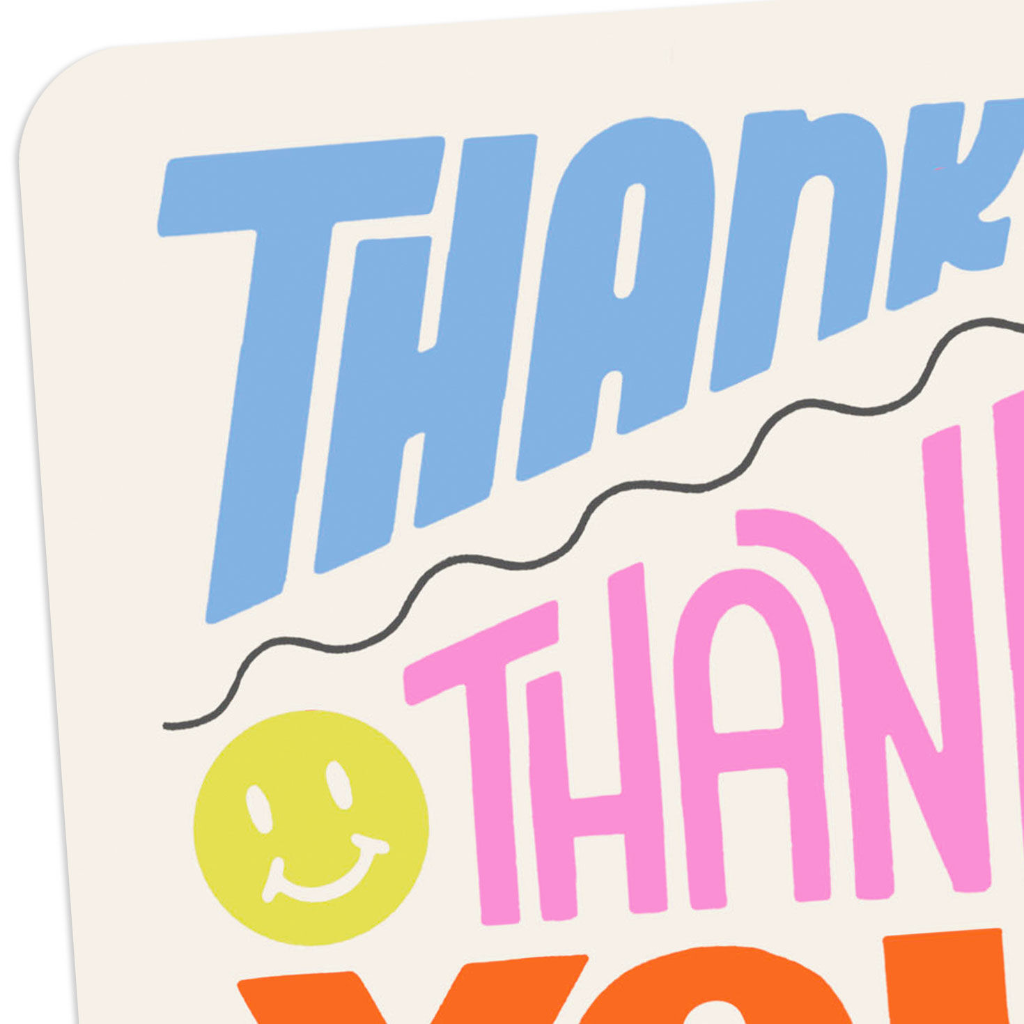 Pink, Orange and Blue Typography Blank Thank You Card Card Front Detail image number 3